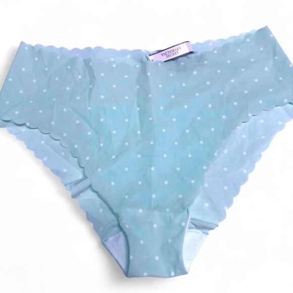 NWT (XXL) Victoria’s Secret HipHugger Panty - Seamless Light Blue Polka Dot Desi - Picture 1 of 5